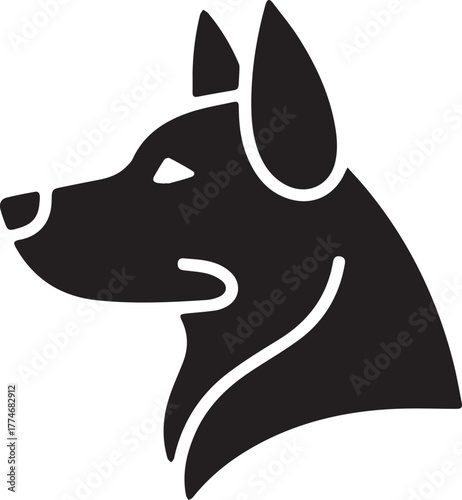vector illustration of a dog, dog head silhouette vector icon.