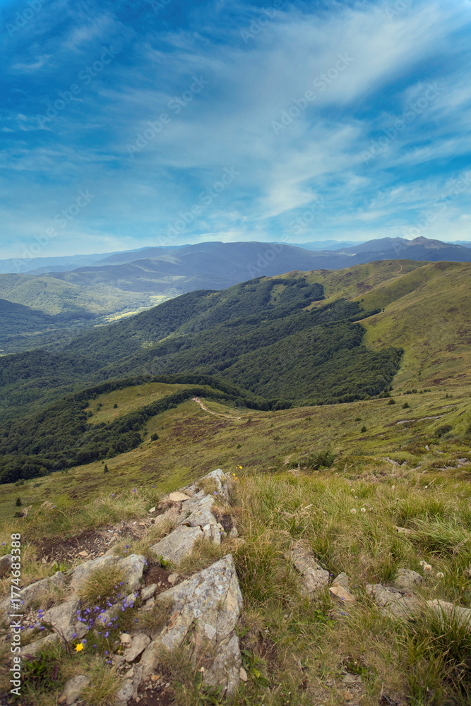 Fototapeta premium Widok z Tarnicy w Bieszczadach