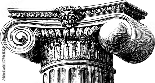 Classical column fragment with engraved design for artistic and architectural inspirations