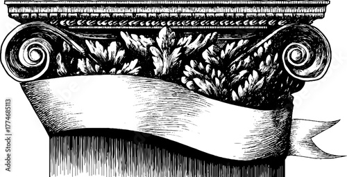 Classical cornice with bead and reel pattern on engraved ornament design
