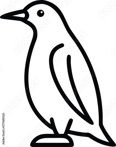 Penguin outline icon, Antarctic bird, flightless, black and white penguin
