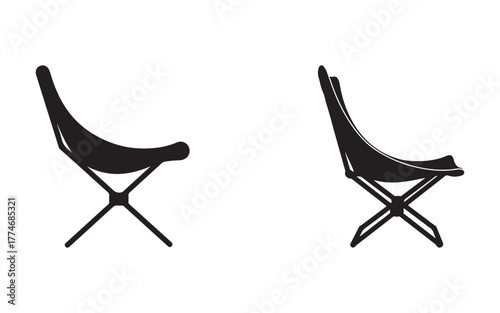 Two folding camping chairs with fabric sling seats for outdoor relaxation and portable seating solutions ideal for travel adventures