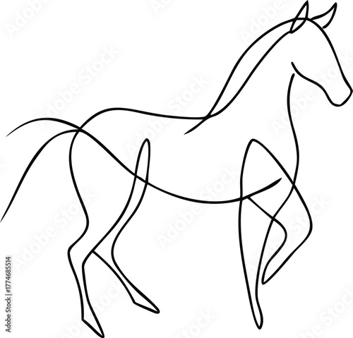 Minimalist line drawing of a horse, simple and elegant design