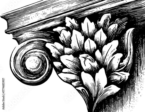 Elegant vintage corner design with floral volutes for decorative projects