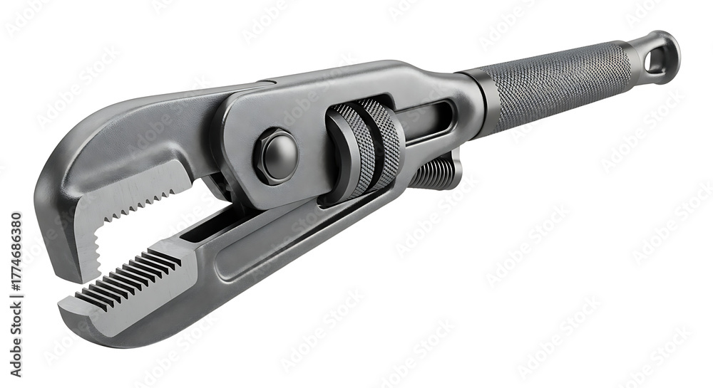 Obraz premium Adjustable Pipe Wrench Tool Metal Gray Industrial Hand Tool
