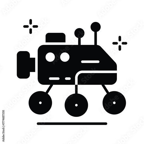 AI rover icon representing robotics, exploration, and autonomous systems.