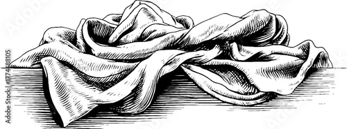 Vintage fabric texture: engraved woven linen sketch for retro design and decoration