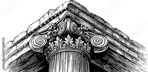 Ancient column capital with ornate decorative details - classical architecture design