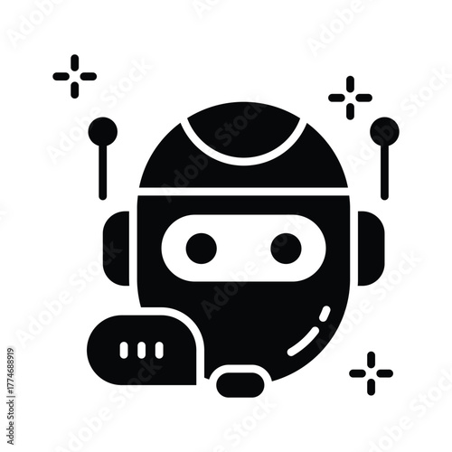 Get this amazing icon of robot chat in modern design style