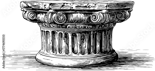 Minimalist collage of classical urn with geometric elements for artistic designs