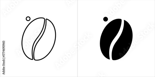 Vector art of two coffee bean icons, one black and one outline
