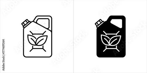 Vector art of green fuel canister with leaf icon