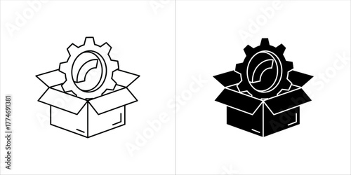 Vector art of gear icon inside an open box
