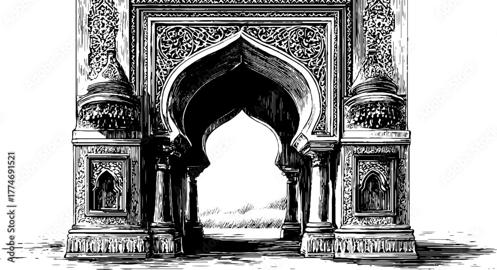 Fototapeta premium Intricate moorish arch with lacework patterns for architectural design inspiration