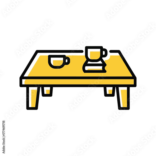 A table with two cups isolated on transparent background, perfect for coffee break