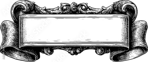 Ornate vintage rectangular border frame with detailed scrolls for design projects