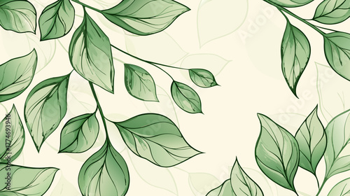 Elegant Green Leaf Pattern with Copy Space for Invitations and Branding
