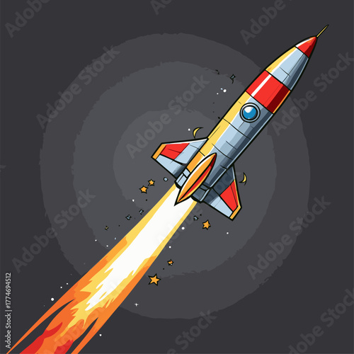 cute cartoon rocket vector image