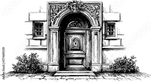 Ornate rococo doorway with asymmetrical floral ornamentation