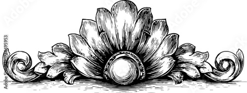 Vintage engraved rosette pattern with stylized leaves design for decorative use