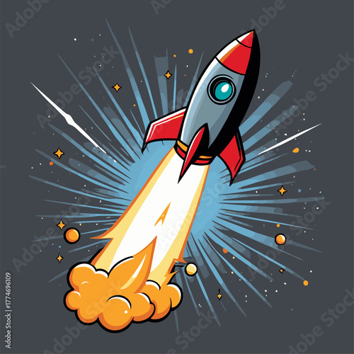 cute cartoon rocket vector image