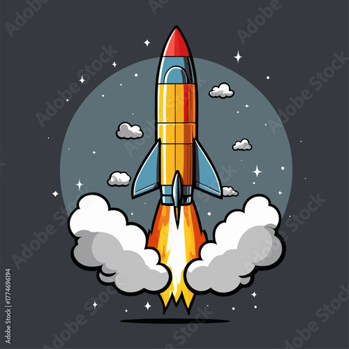 cute cartoon rocket vector image