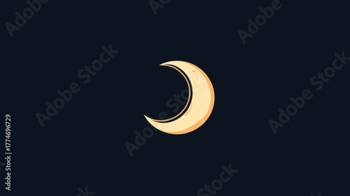 Crescent Moon Icon on a Dark Blue Night Sky Background
