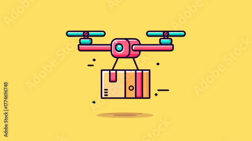 Drone carrying a package for fast delivery in the air