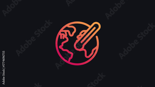 Earth with thermometer indicating global warming and environmental threats