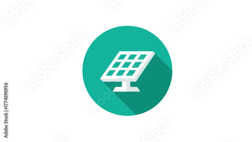 Solar Panel Icon on Green Background Representing Renewable Energy