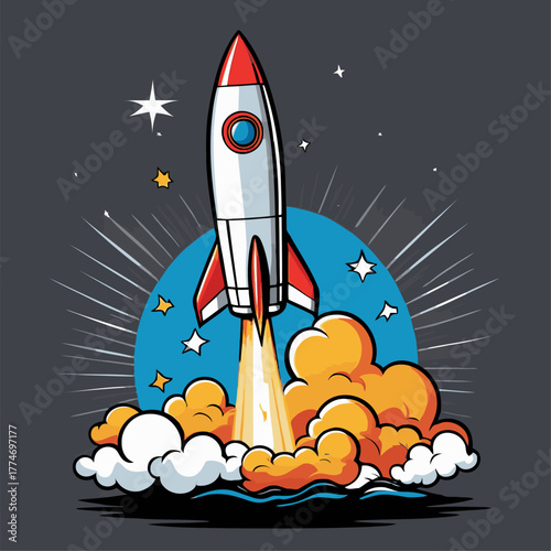 cute cartoon rocket vector image