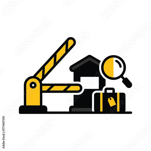 Customs control point with luggage isolated on transparent background