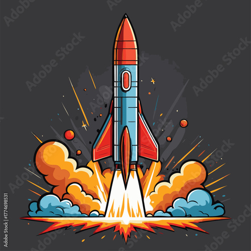 cute cartoon rocket vector image