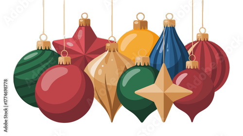 A colorful and festive assortment of Christmas ornaments.