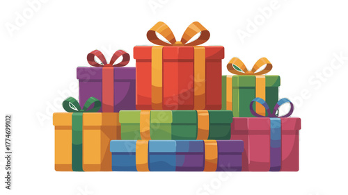 Colorful gift boxes stacked together, perfect for any special occasion.
