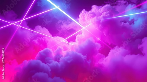 Neon Laser Beams and Clouds