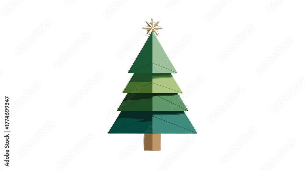 Fototapeta premium Festive Christmas tree design with a star on top.