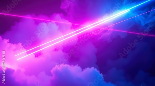 Neon Light Beams in the Clouds