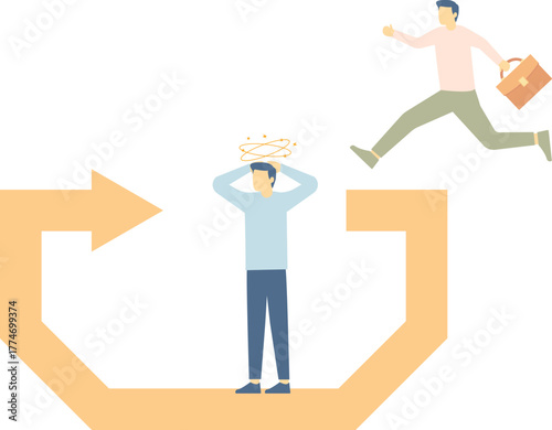 The direction turned back. Business vector illustration

