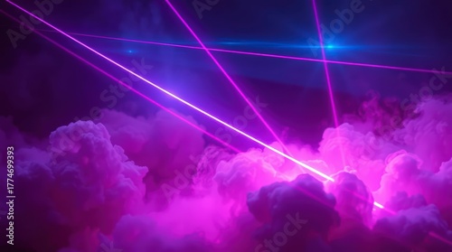 Neon Laser Beams Over Clouds