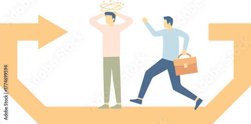 The direction turned back. Business vector illustration

