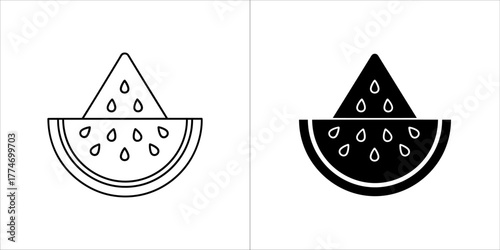 Watermelon slice icon, summer fruit outline