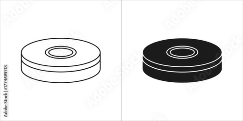 Hockey puck icon, sport equipment outline