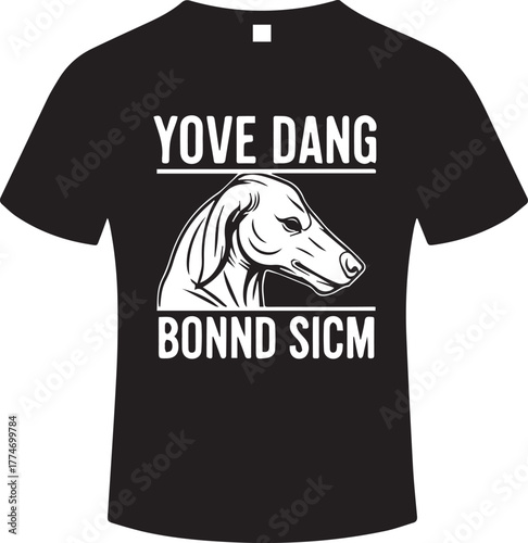 Yove Dang Bonnd Sicm: The graphic features a sleek dog image with words Yove Dang Bonnd Sicm that evoke playful emotions and intrigue viewers. 