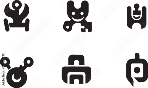 Digital Fingerprint Scanner Icon Set - Biometric security, identity verification, and access control graphics