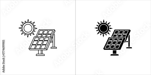 Solar panel icon, renewable energy source