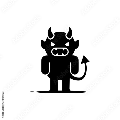 Spooky devil character with tail and horns, perfect for Halloween designs and social media