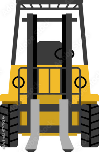 Simple Flat Front View Forklift Truck Heavy Equipment Vehicle Illustration