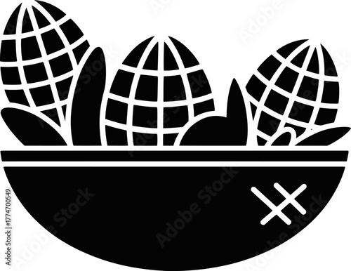 Harvest Basket with Corn Icon