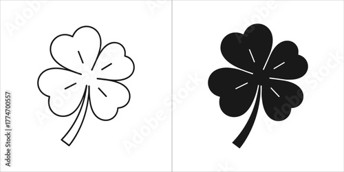 Four leaf clover icon set for good luck charm